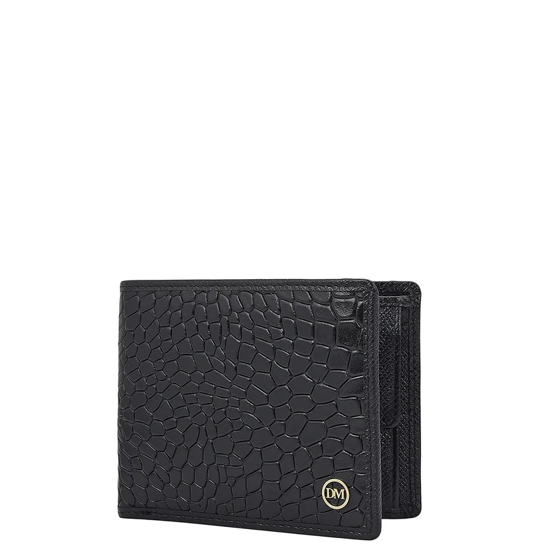 Da Milano Black Bifold Leather Mens Wallet